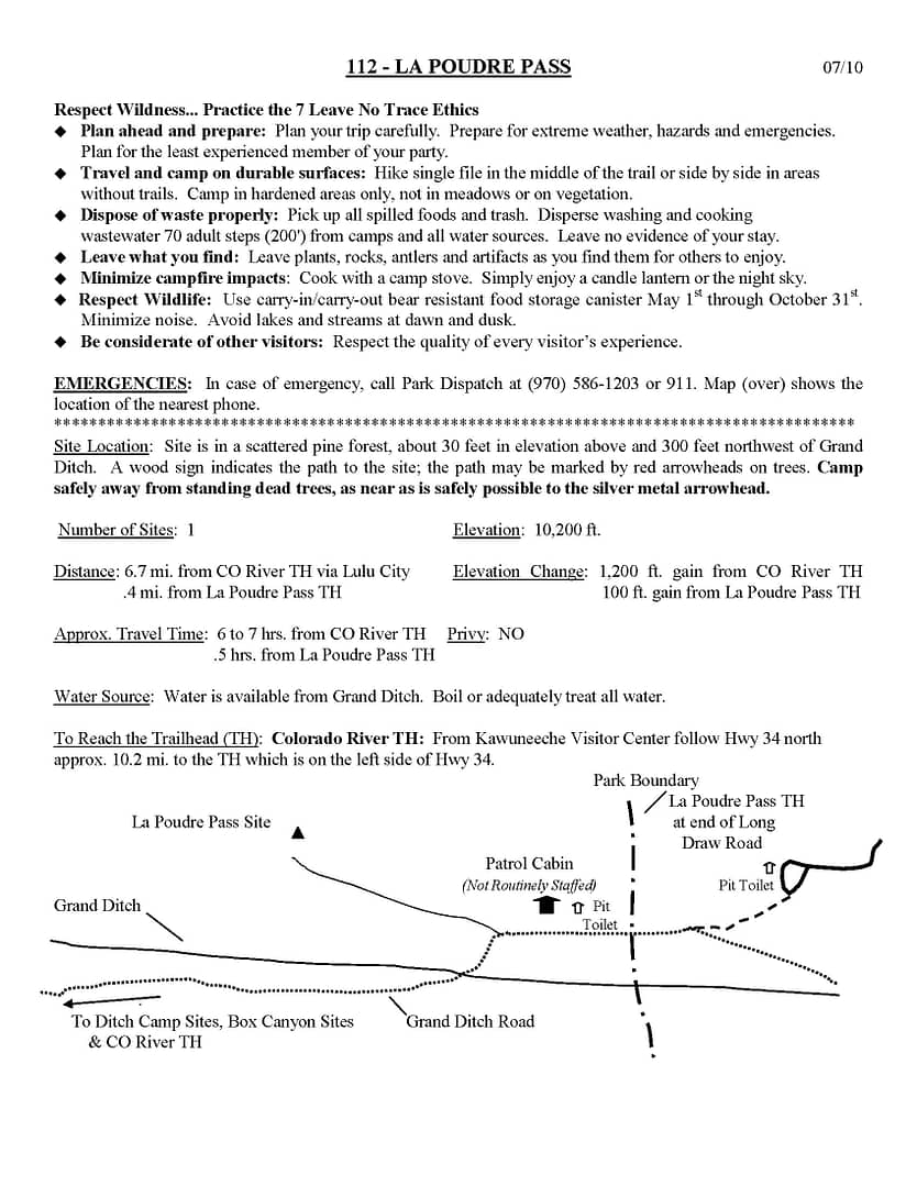 Site 112 La Poudre Pass