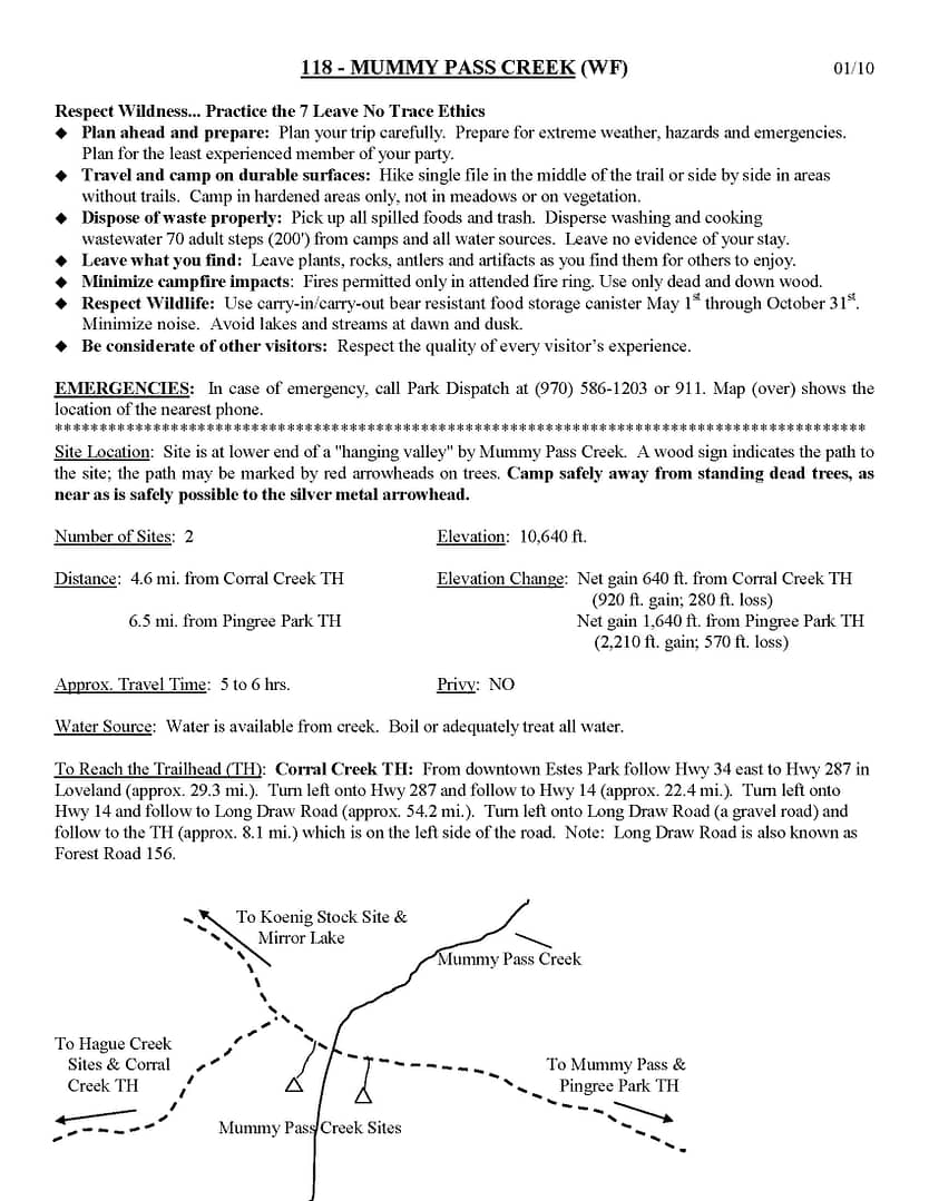 Site 118 Mummy Pass Creek